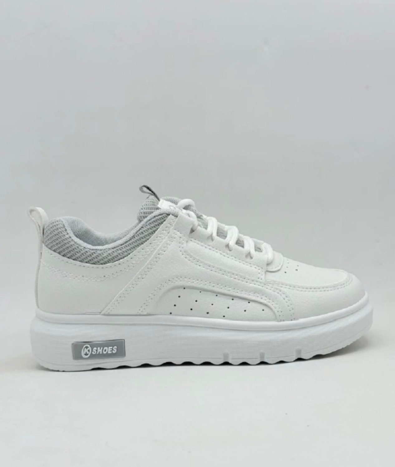 کفش ونس رویه چرمی تمام سفید خاکستری white gray Vans shoes وارداتی 8035